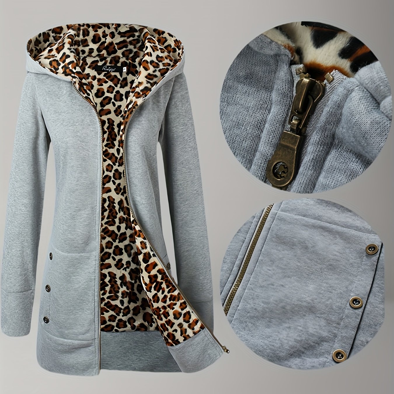 Reversible Leopard Print Hooded Jacket for Fashionable Women