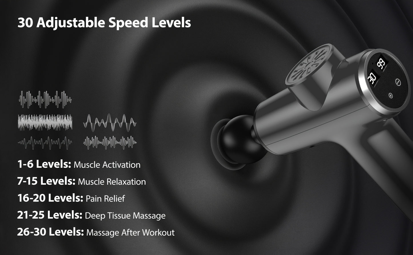 Deep Tissue Massage Gun With 30 Speeds And 9 Attachments