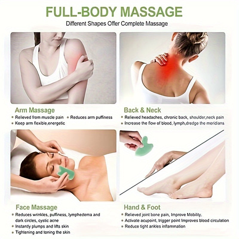 Natural Resin Gua Sha Set 7 Pieces for Face and Body