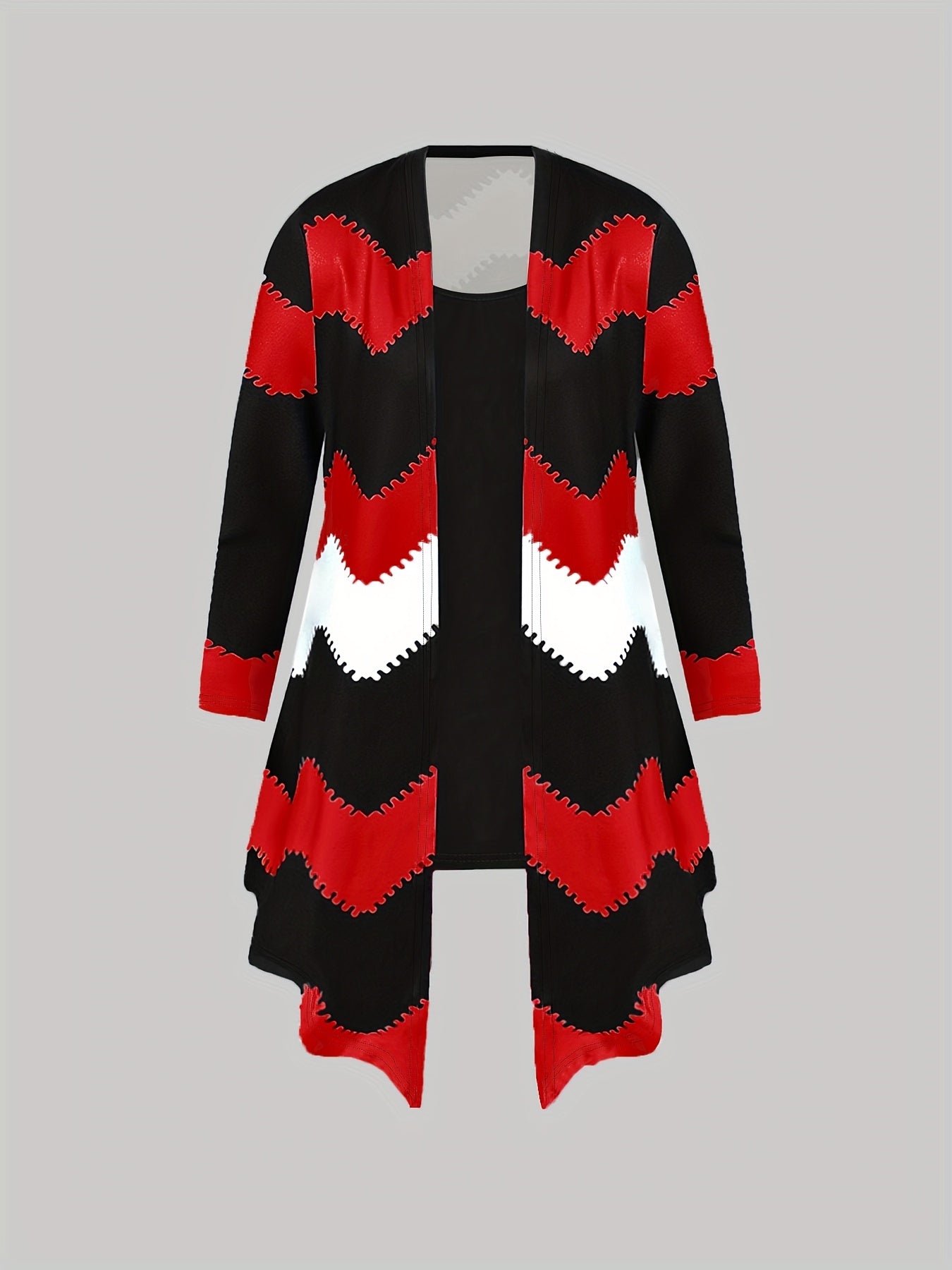 Casual Women Set With Camisole Leggings Chevron Cardigan