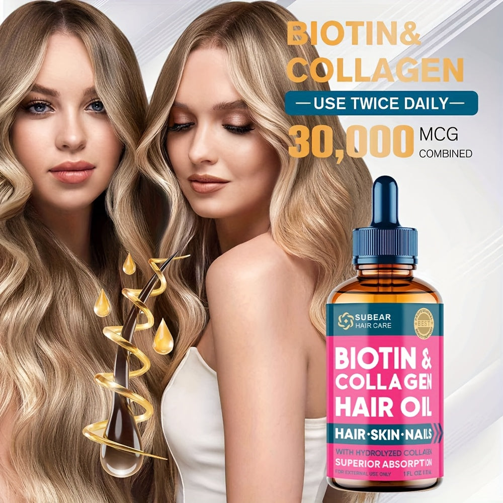 [3pcs Biotin Serum] 3pcs Biotin Hair Serum | Hair Oil for Thin and Damaged Hair, Frizzy Hair, Healthier Scalp for Men & Women | 30ml/1fl.oz