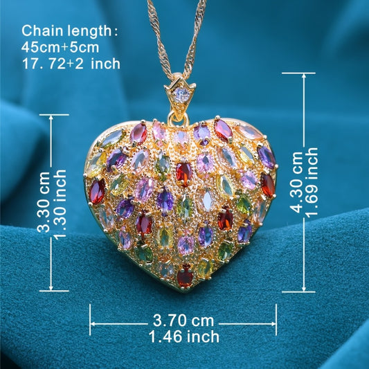 18K Gold Plated Heart Shaped Cubic Zirconia Pendant Gift