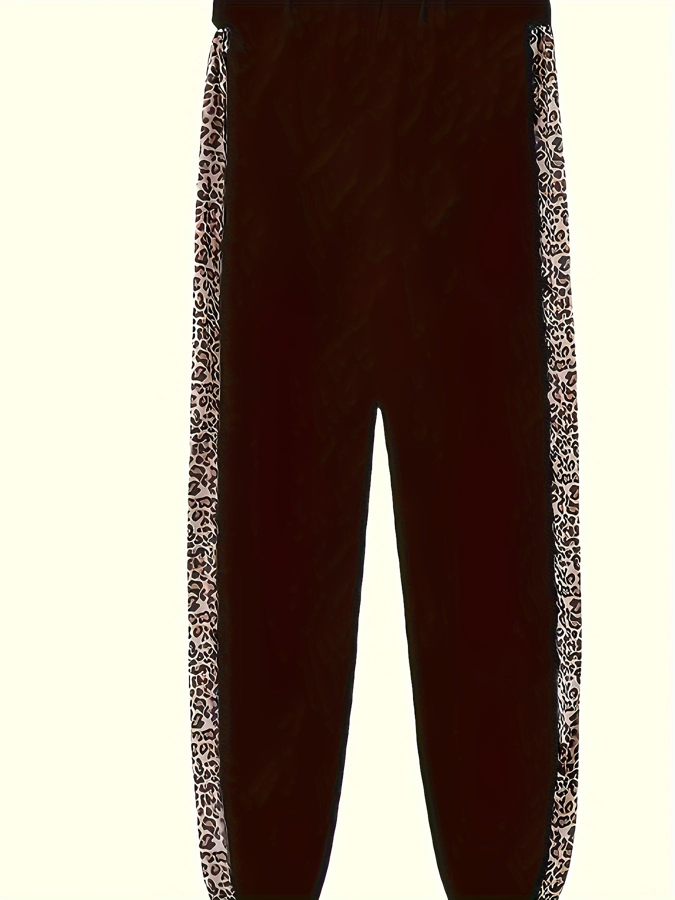 Elegant Leopard Print Two Piece Set With Zip Up Hoodie