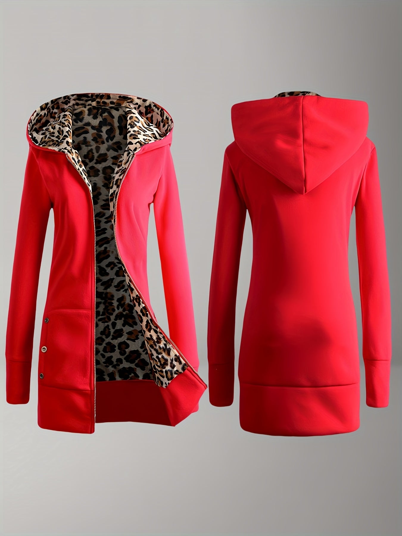 Reversible Leopard Print Hooded Jacket for Fashionable Women
