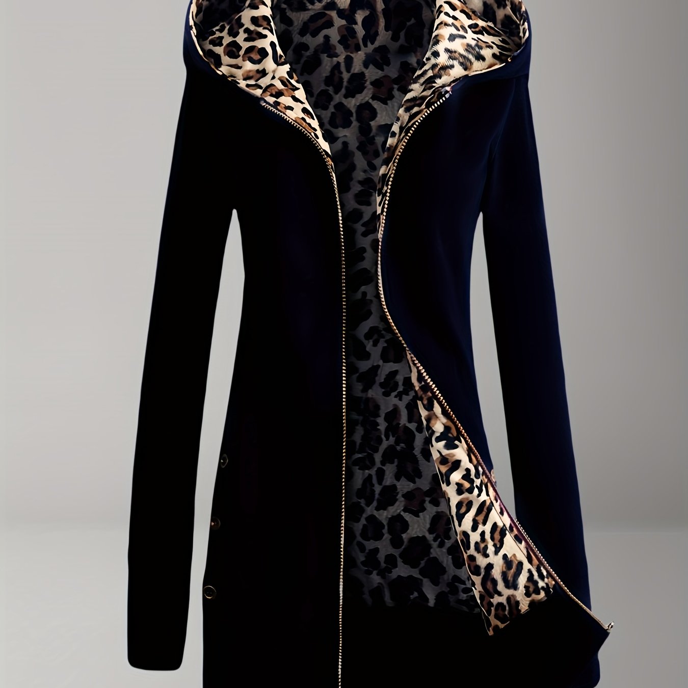 Reversible Leopard Print Hooded Jacket for Fashionable Women