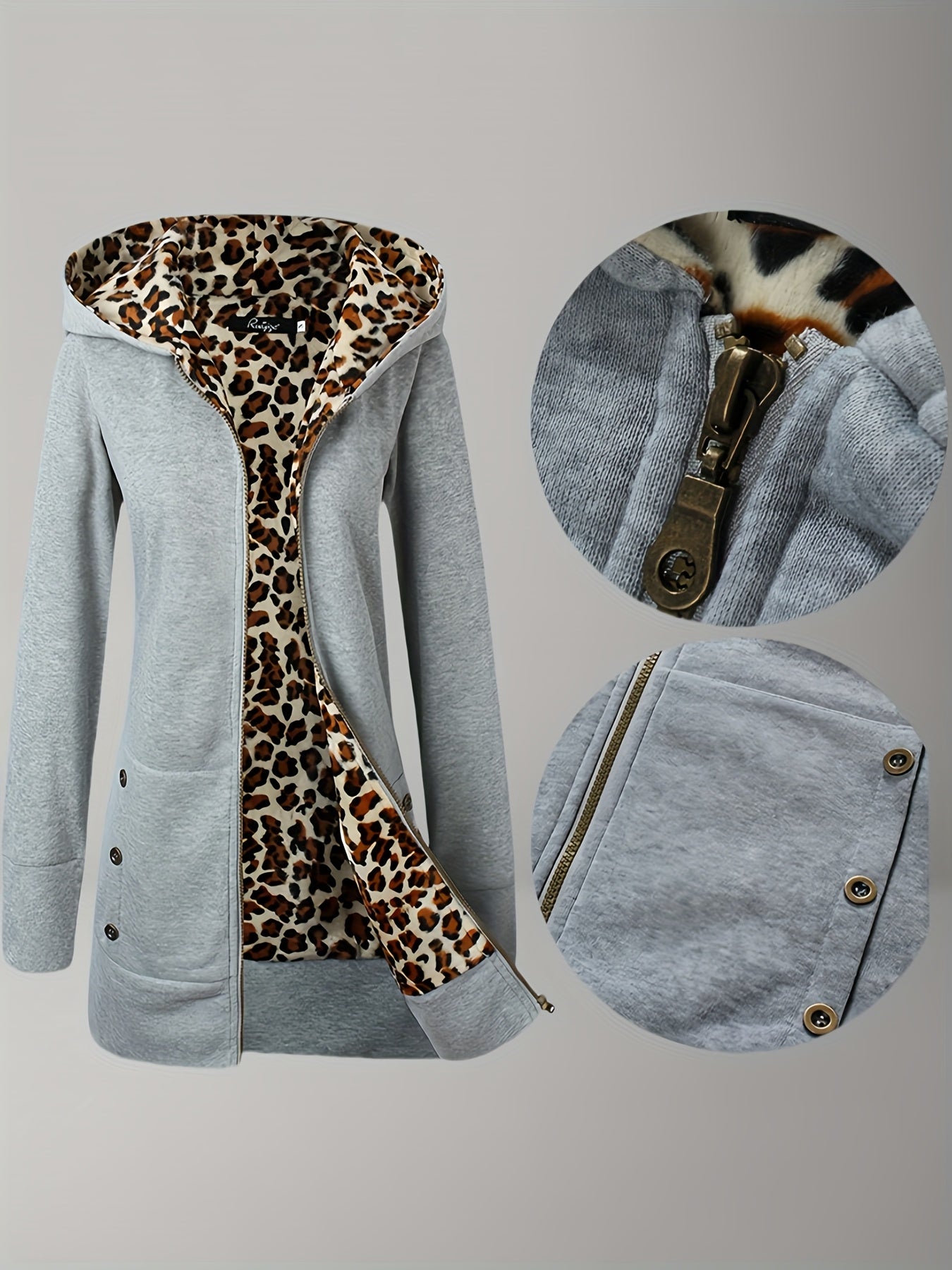 Reversible Leopard Print Hooded Jacket for Fashionable Women