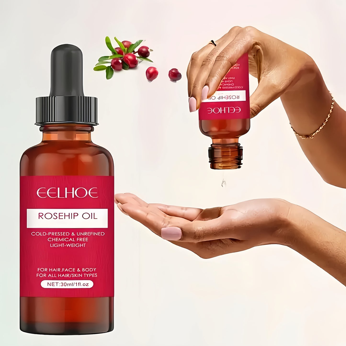 Cold Pressed Rosehip Oil With Jojoba For Face Hair Nails