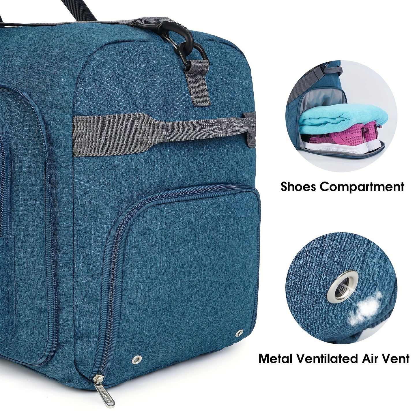 [Travel Duffle Bag] Foldable Weekender Bag - Travel Duffle Bag With Shoes Compartment And Wet Pocket - Portable Travel Bag For Men Women