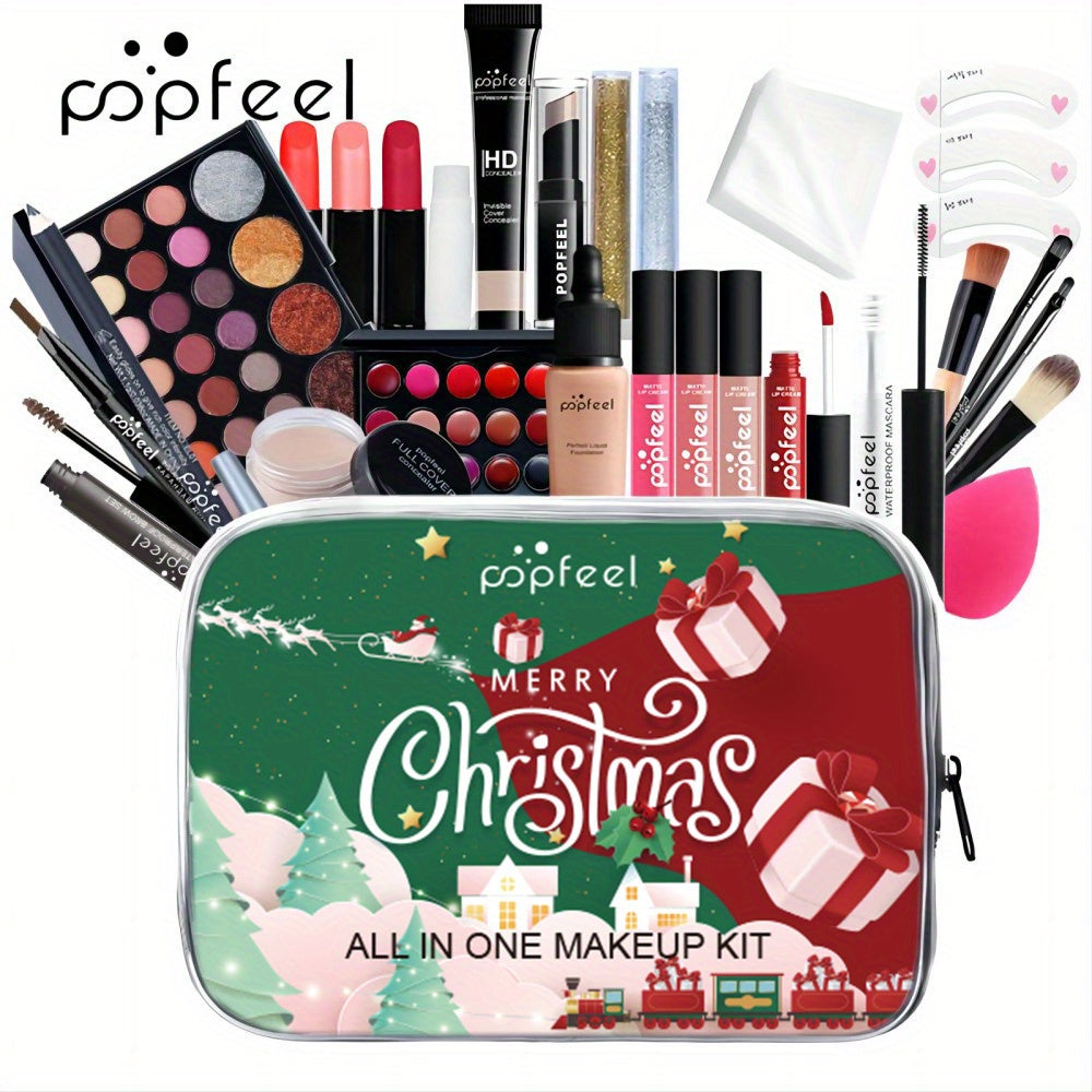 Makeup gift box set, including eye shadow, concealer, foundation, face paint, lip stain off, mascara, eyebrow pencil, makeup brushes and all other cosmetics and tools, daily fri regalo hoy, suitable for stage, travel, dating