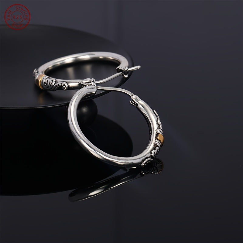 Sterling Silver Bali-Style Hoop Earrings for Elegant Women