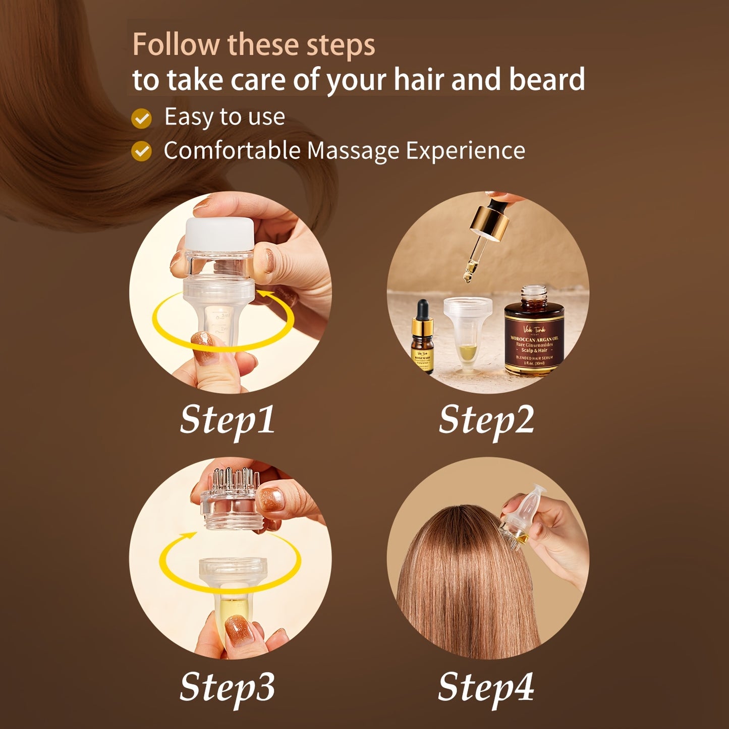 VTS Rosemary Oil Argan Oil Hair Serum Set Scalp Massager