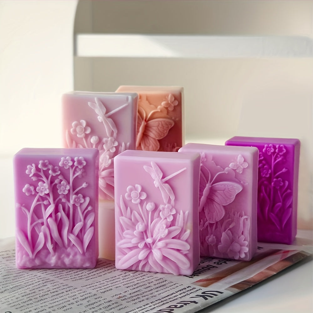 2 Pack Nature Pattern Soap Molds Butterfly Flower Silicone