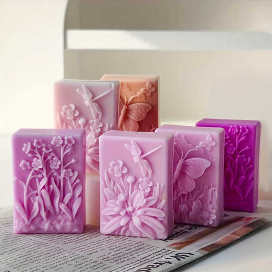 2 Pack Nature Pattern Soap Molds Butterfly Flower Silicone