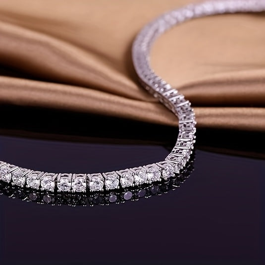 4mm S925 Pure Tennis Bracelet with a Row of Moissanite, Luxurious and Elegant Style Tennis Bracelet for Women, Bright Cut, Suitable for Wedding, Birthday, Anniversary, New Year Gift, Mother's Day Gift
