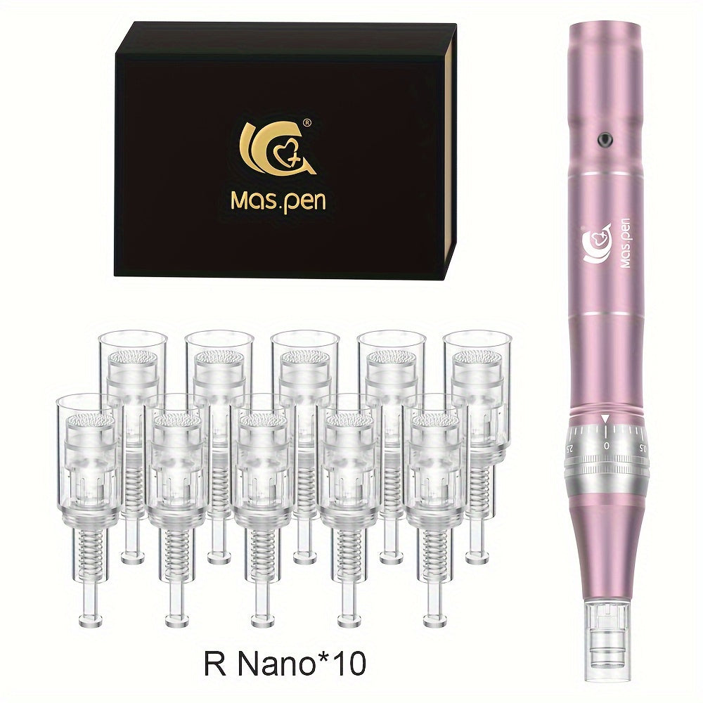 Wireless Charging Model Electric Derma pen & R-Nano Massage Heads