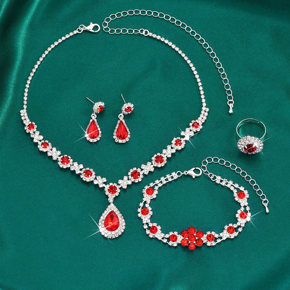 Elegant Flower Water Drop Jewelry Set for Bridal Parties