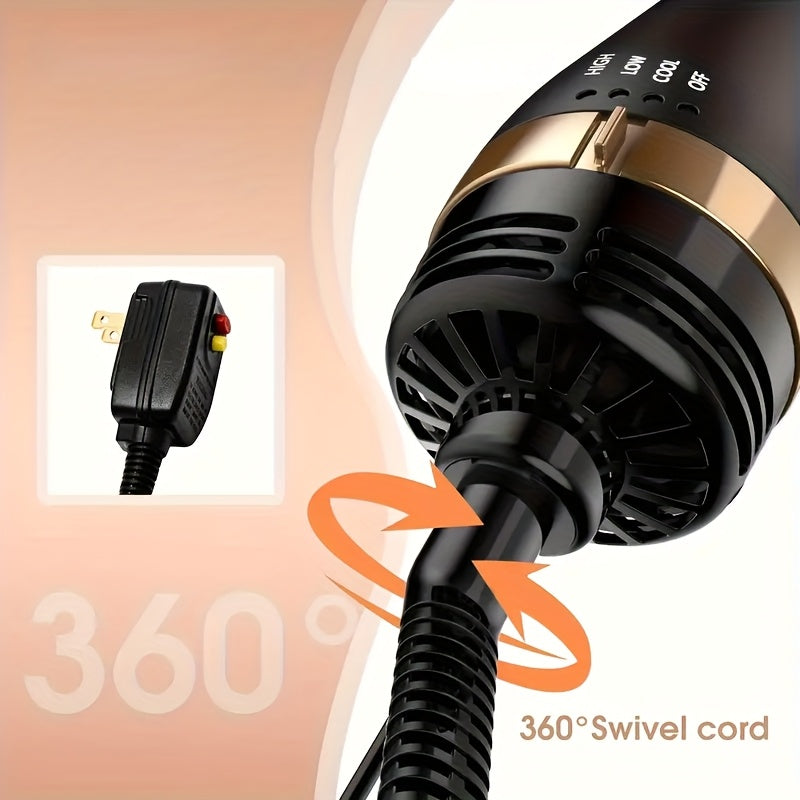 [One-step Styling] 4in 1 Golden Hair Dryer Brush | 1500W | 360 Degree Swivel Plug | One-step Hot Air Styling with Curling Comb | Girly Girl's Gift | Valentine's Day Gift