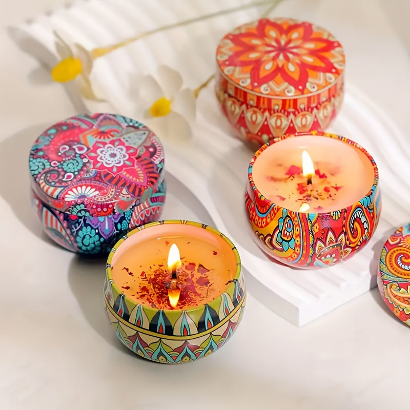 [Relaxing Fragrance Candles] 4pcs Fragrance Candles - Relaxing Scents For Relax, Relaxation, Bathing, Yoga - Perfect Holiday Present, Random Color, Candle Box, Jasmine, Sandalwood, Lavender & Rose