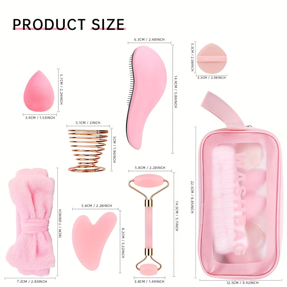 10 Piece Beauty Facial Care Set With Pink Roller Gua Sha