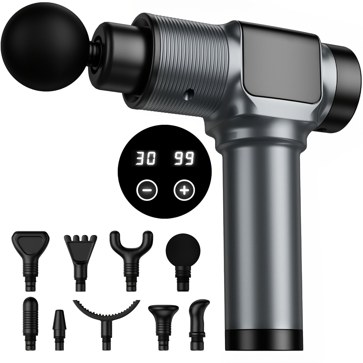 Deep Tissue Massage Gun With 30 Speeds And 9 Attachments