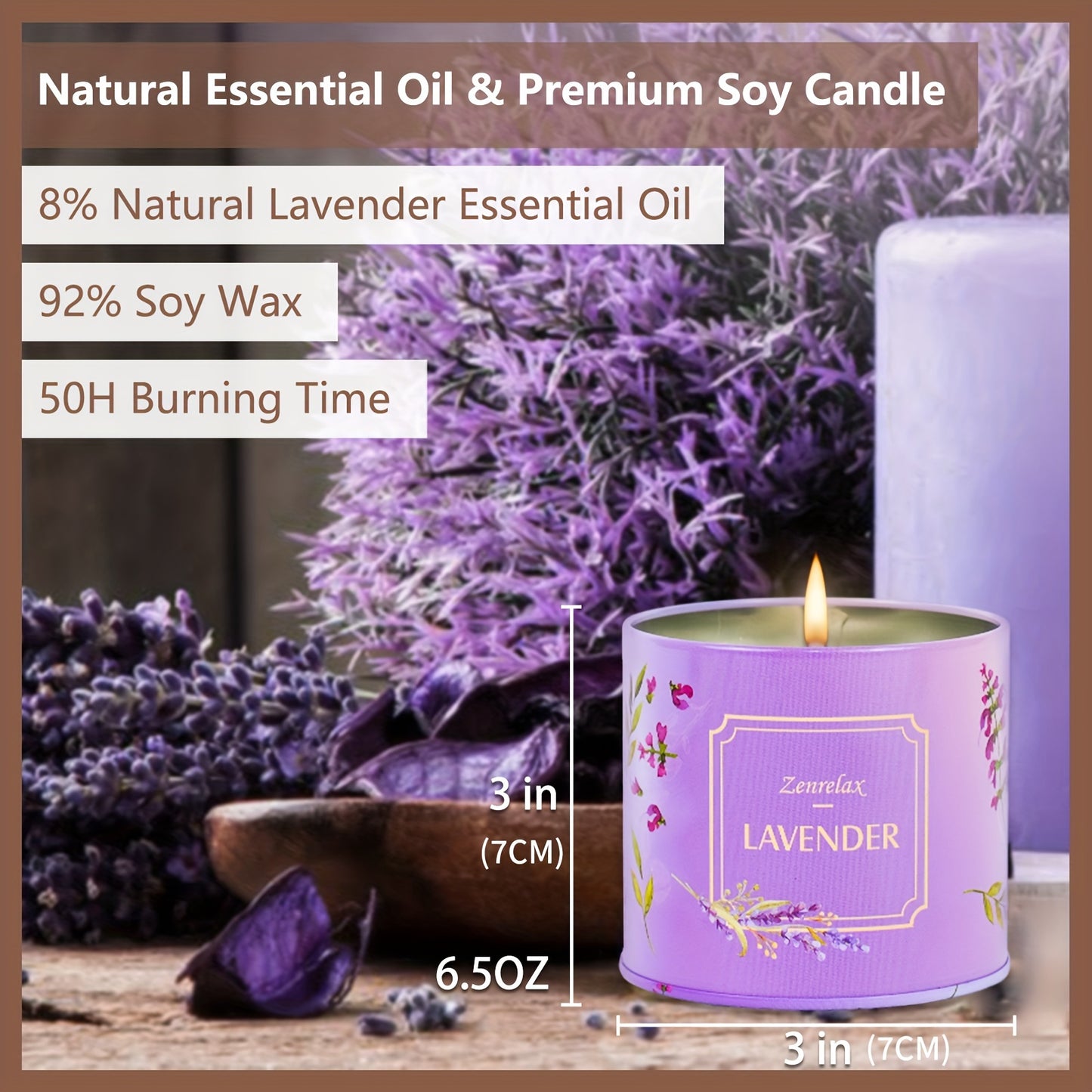 30oz Scented Candle Set for Women - Rose, Sandalwood, Cinnamon, Apple & Lavender Fragrances in Metal Jar - Perfect Christmas, Valentine's Day & Birthday Gift Seasonal Holiday Decorations