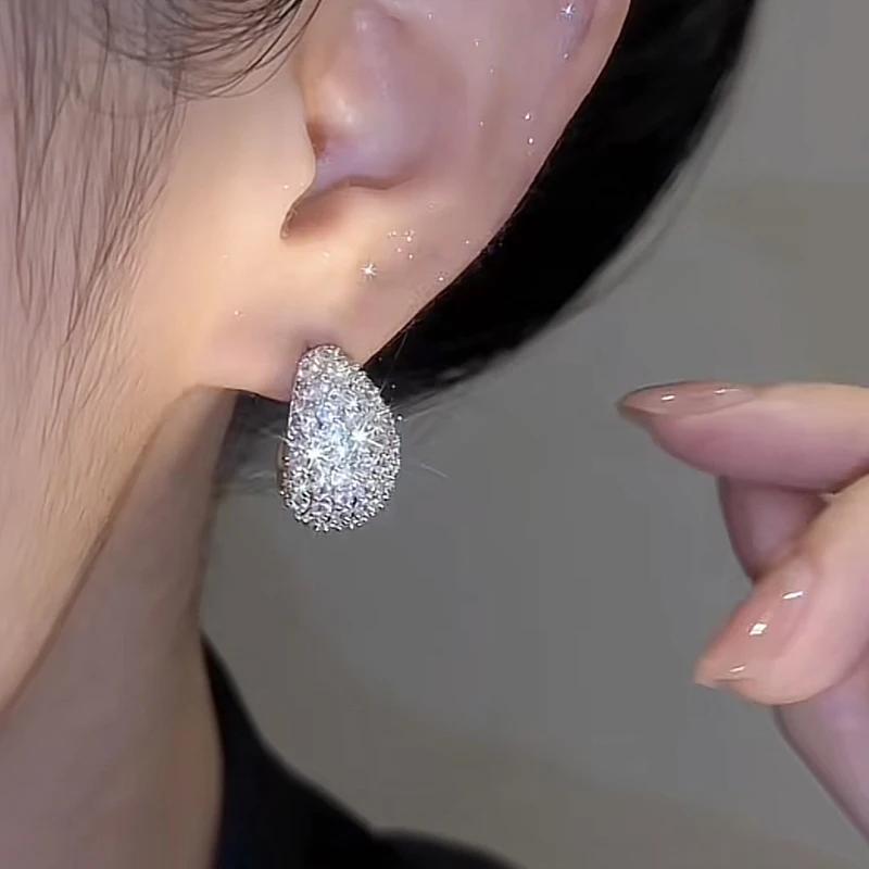 Moissanite Water Drop Earrings in Sterling Silver for Couples