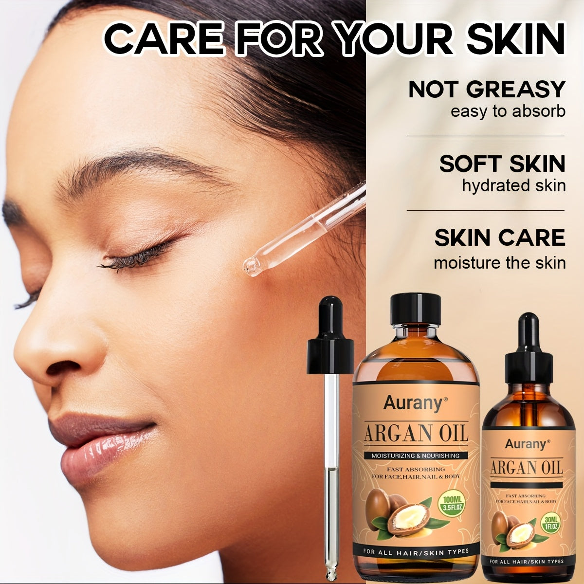 2pcs - Argan Oil, Moisturizing Face/Body, Nails/Hair/Eyelashes, Containing Plant Extract Essence, Unisex & All Type Of Skin Formula, Multi Purpose Essential Oil, A Gift For Him/her - 3.38oz+1.01oz