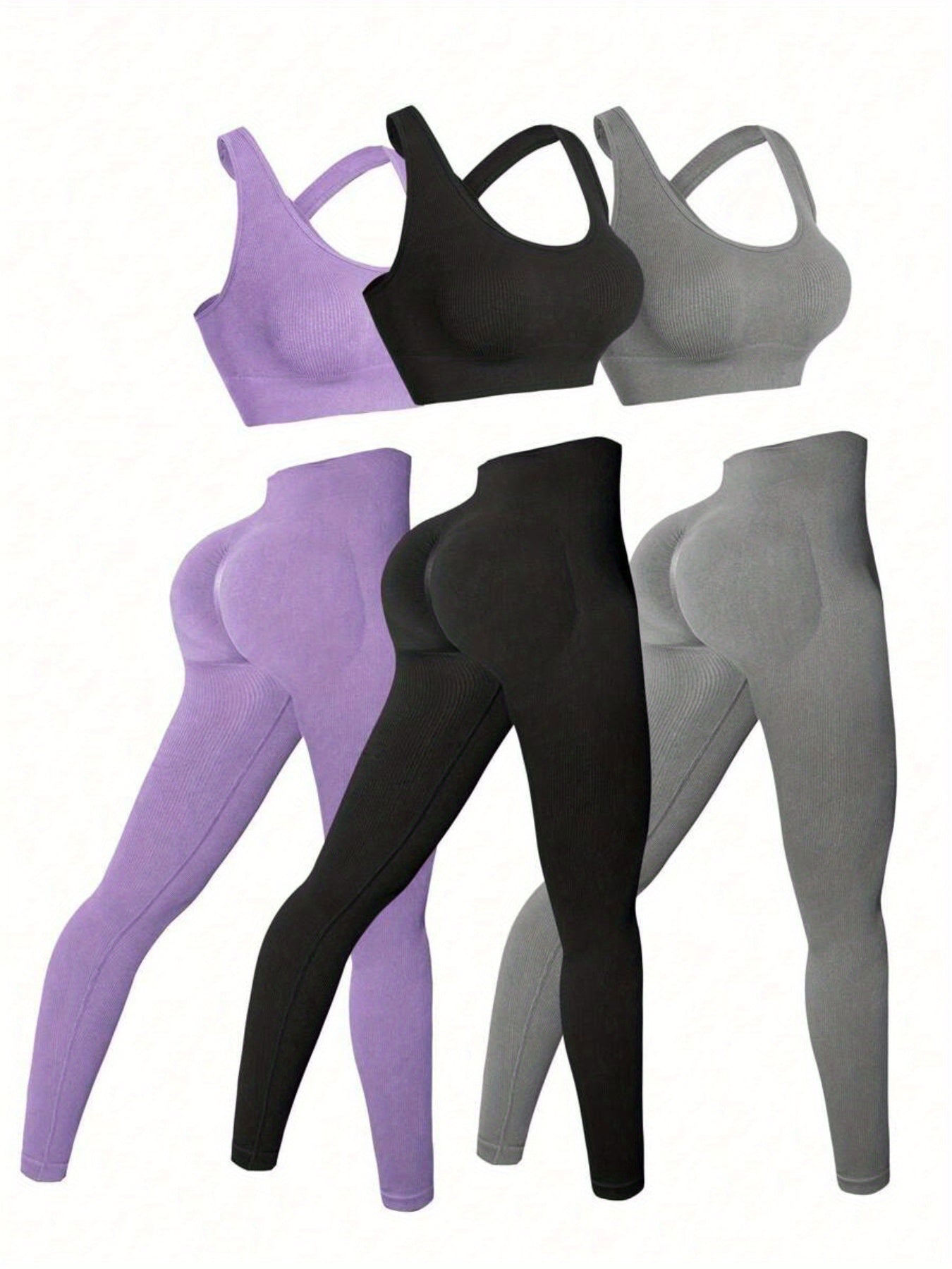 Three Seamless Women's High-Stretch Activewear Sets for Ultimate Comfort