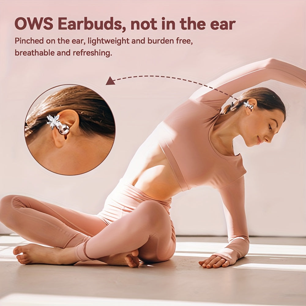 LIFEBEE Wireless Open Earbuds Clip On Earphones Butterfly