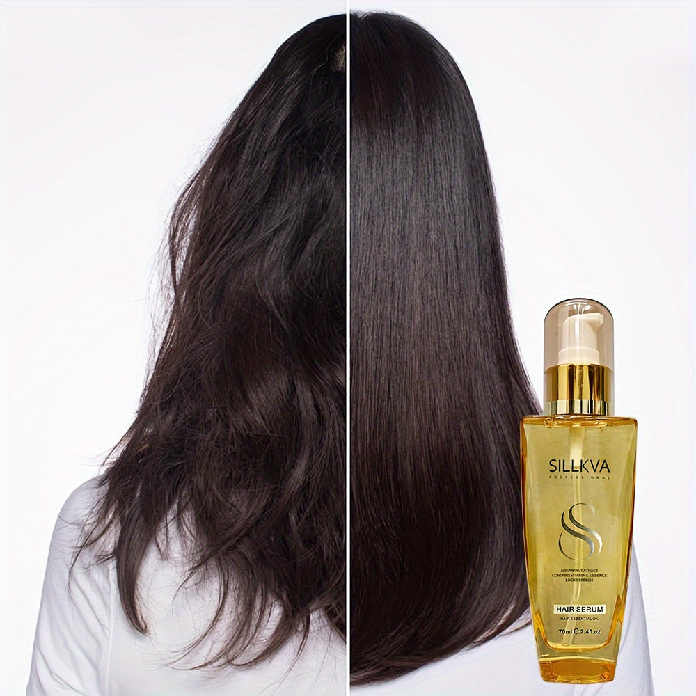 SILLKVA Argan Oil Hair Serum For Dry Damaged Hair Repair