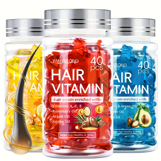 3-Pack 40-Capsule Hair Care Set: Ginger Butter, Leave-In Hair Essence + Vitamin ACE, Thermal Protection + Keratin. Enriched With Rosemary, Moroccan Nut Oil & Jojoba For Moisturized Hair & Scalp, Suitable For All Hair Types.Na