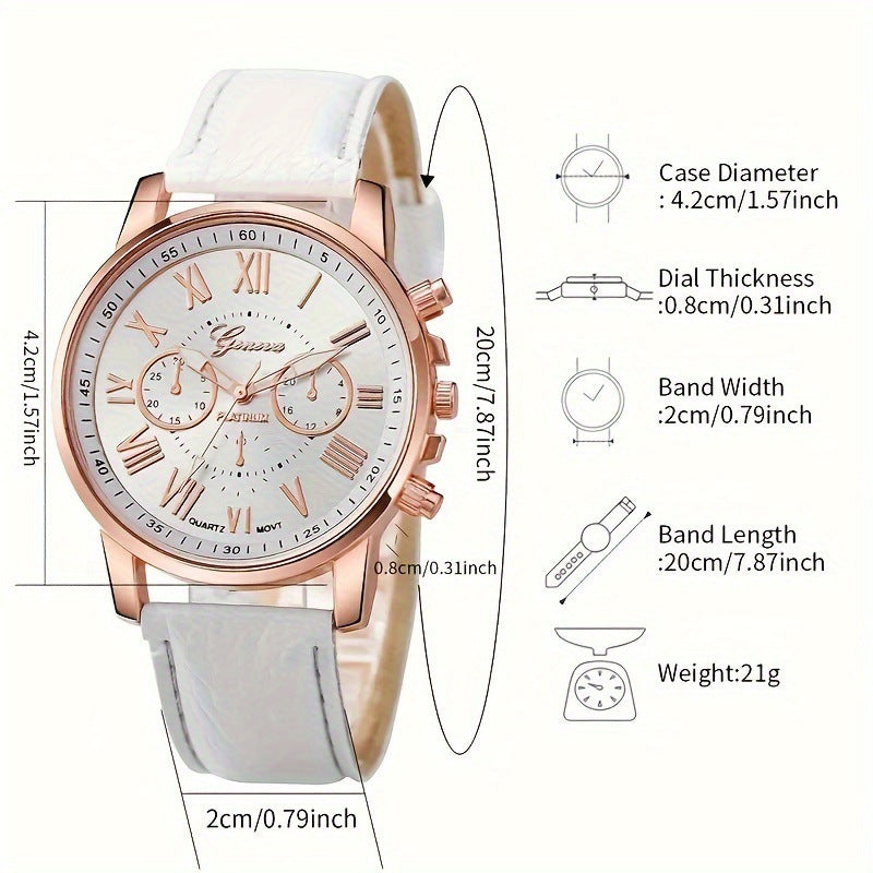 Elegant Ladies Three Eye Quartz Watch Set with Zircon Accents