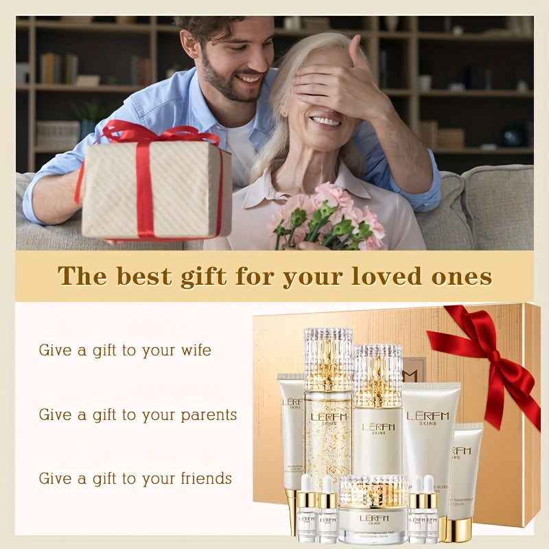 Ginseng Peptide Gilded Time Skincare Set Moisturizing & Balancing Light Beige Low Allergy Suitable for All Light Beige Types Birthday Present Holiday Gift,Gift Set for Women