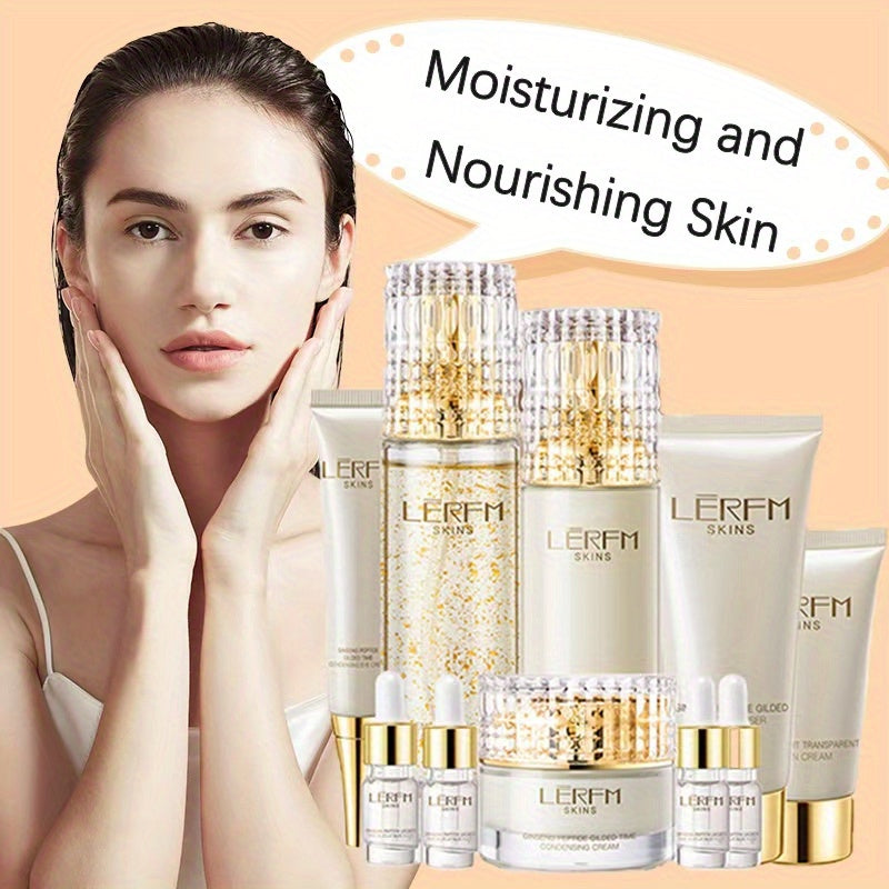 Ginseng Peptide Gilded Time Skincare Set Moisturizing & Balancing Light Beige Low Allergy Suitable for All Light Beige Types Birthday Present Holiday Gift,Gift Set for Women