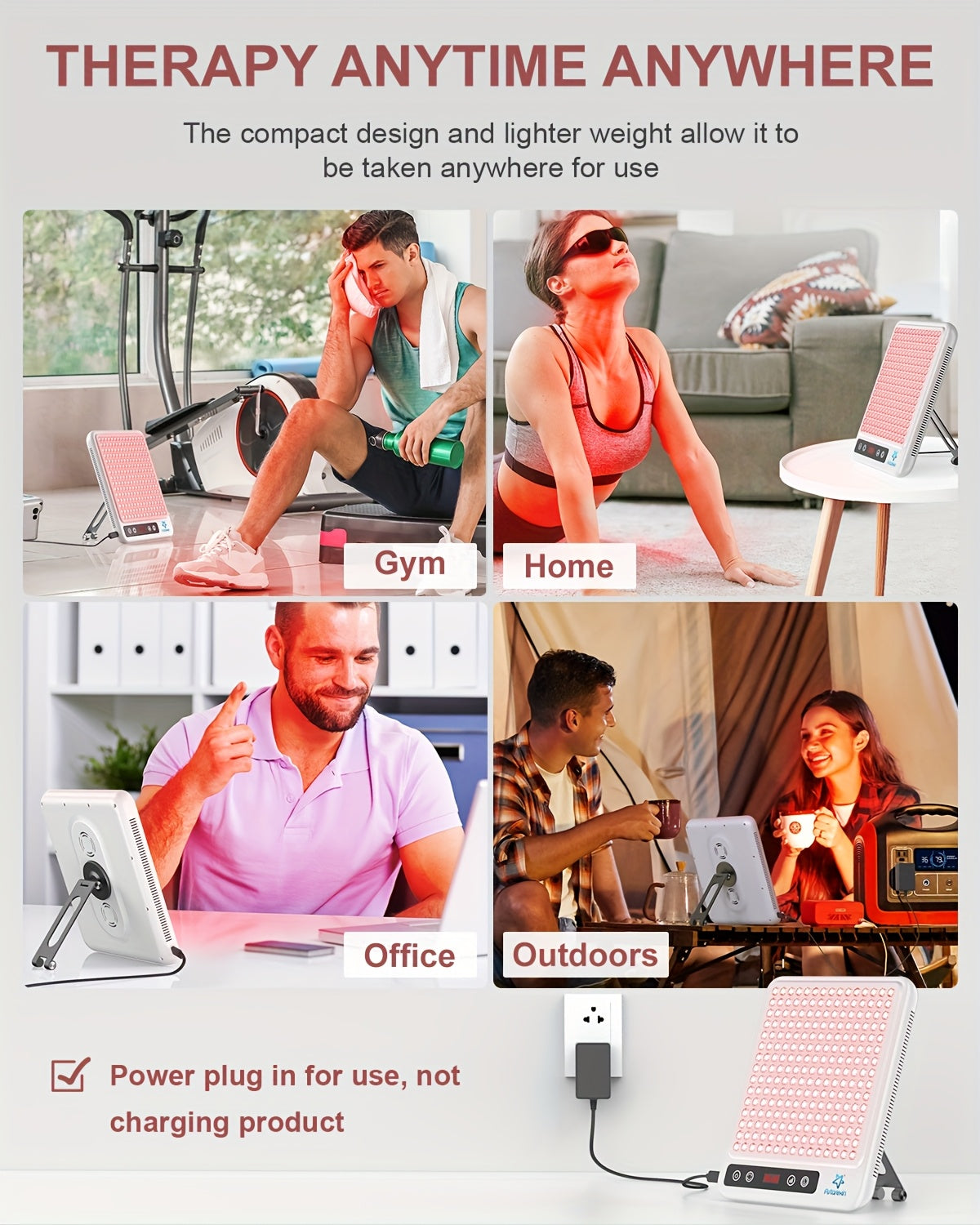 225 LEDs Dual-Chip Red Light Therapy Panel, Portable 660nm Red Light & 850nm Near-Infrared LED Device With Stand Timer, For Face Body Skin Care Home Spa Use