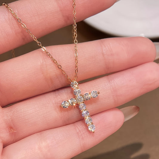 S925 Moissanite Cross Pendant Necklace Classic Design