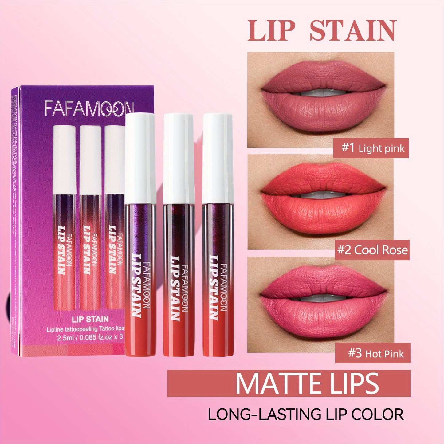 3/ 6pcs SET -Off Matte Lip Stain - Waterproof & Transfer-Proof, Long-Lasting Vegan Formula with High, Smudge-Resistant Lip Tint (6 Colors Set, Overseas Exclusive)