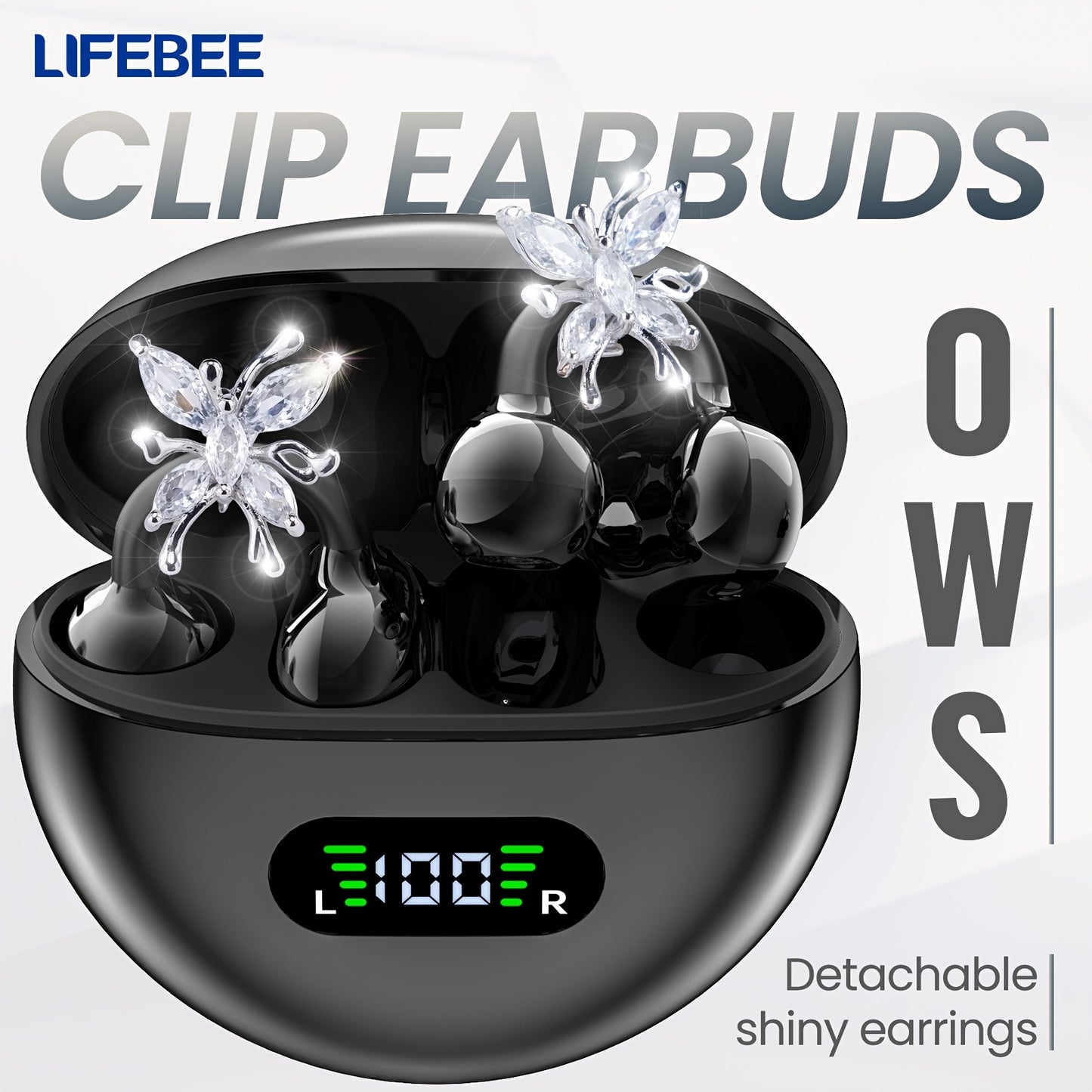 LIFEBEE Wireless Open Earbuds Clip On Earphones Butterfly