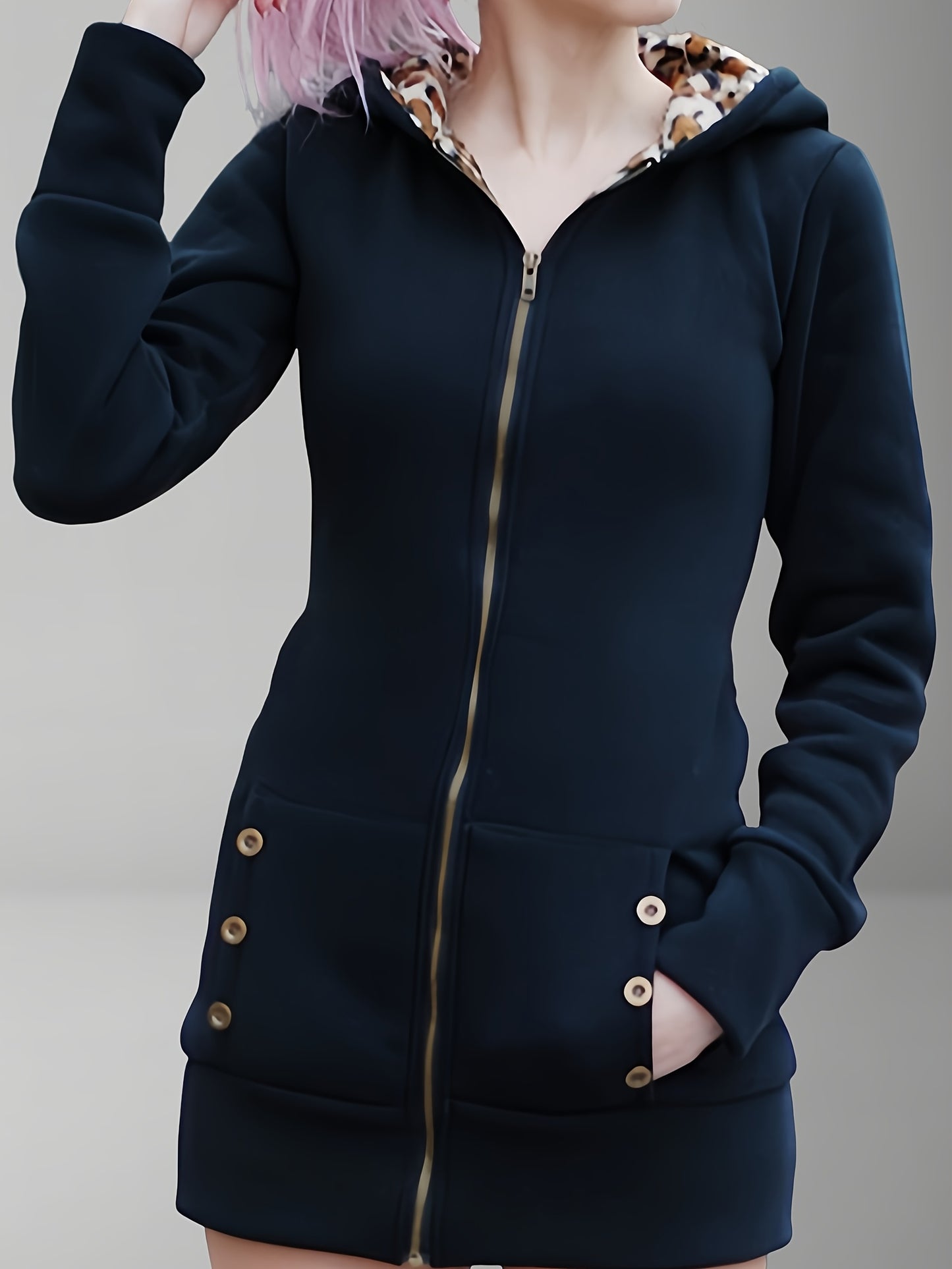 Reversible Leopard Print Hooded Jacket for Fashionable Women