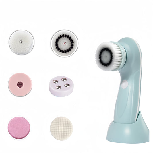 6 In 1 Electric Facial Cleansing Brush, Face Scrubber Exfoliator Rotating Cleanser For Exfoliating, Beauty Instrument Facial Body Massage Beauty Instrument Facial Cleaner, Massaging And Deep Cleansing For Women & Men With 6 B