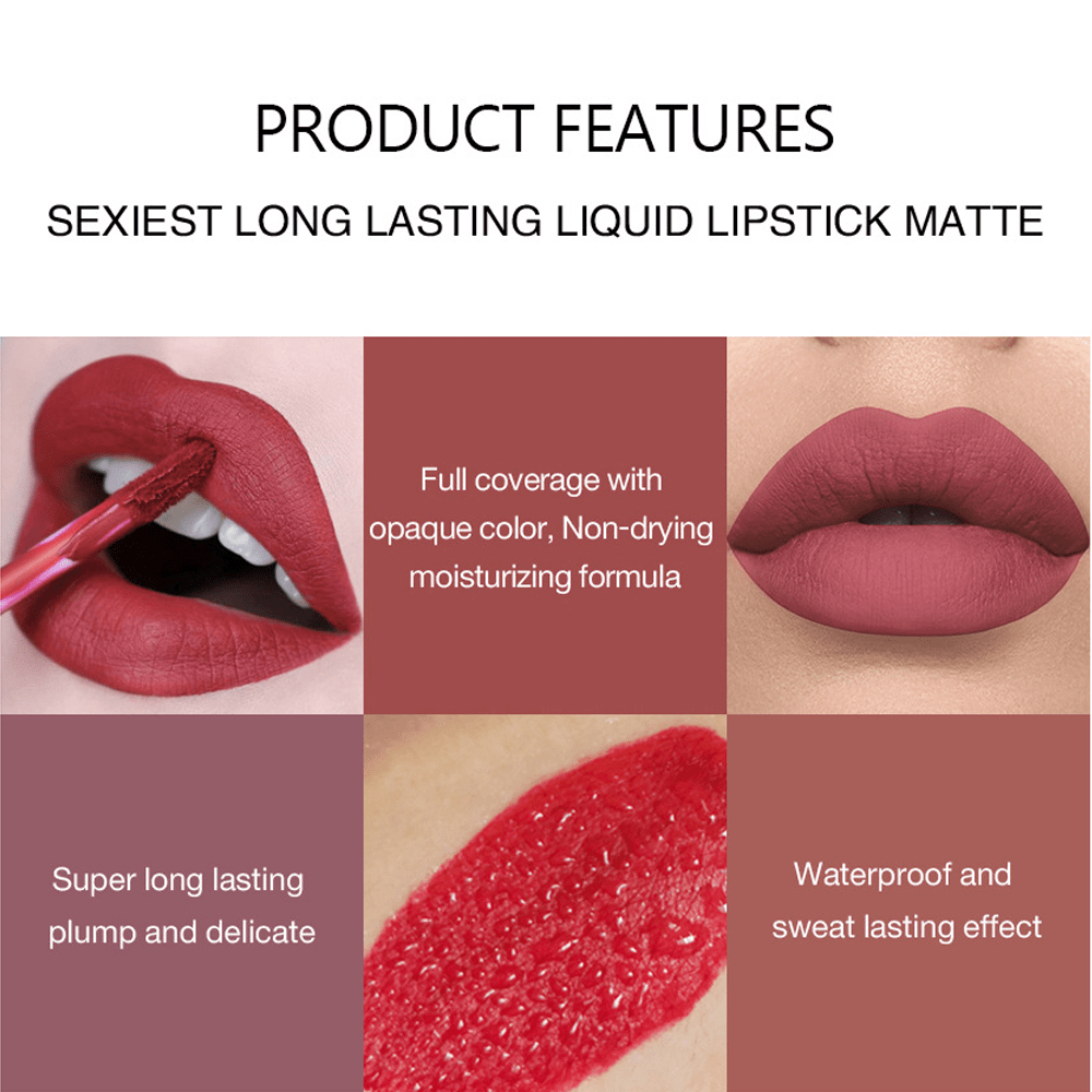 12pcs Matte Liquid Lipstick Makeup Set, Matte Liquid Long-Lasting Wear Non-Stick Cup Not Fade Waterproof Lip Gloss, Nude Matte Lip Contour for Women Makeup.