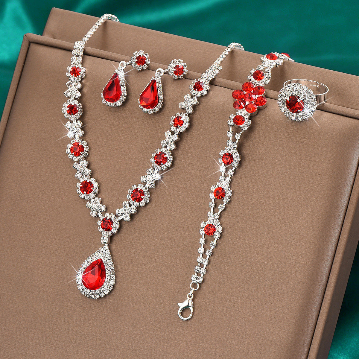 Elegant Flower Water Drop Jewelry Set for Bridal Parties