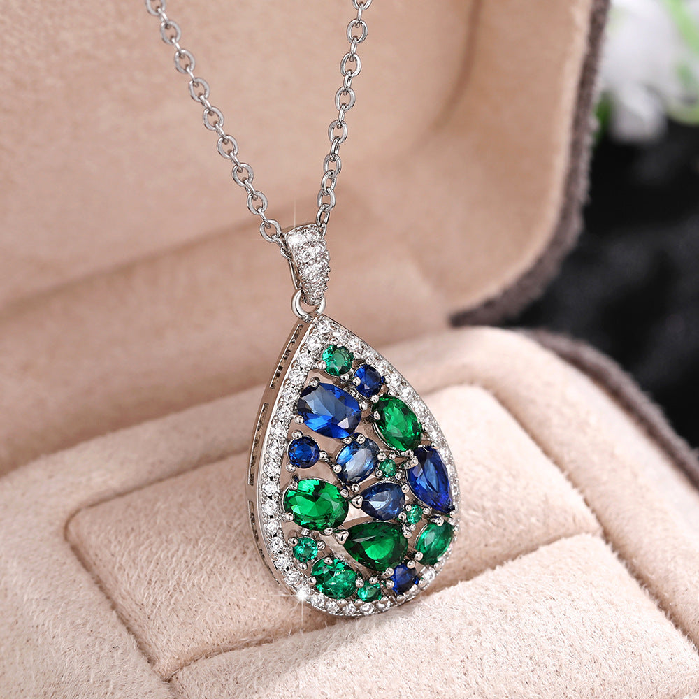 925 Sterling Silver Necklace Earrings, Droplet Shaped Necklace Earrings, Ladies' Necklace Earrings, Elegant And Exquisite. Fashionable Classic Necklace Earrings, Gift Jewelry Box, Wearing at Parties, Girlfriend'S Favorite Gif