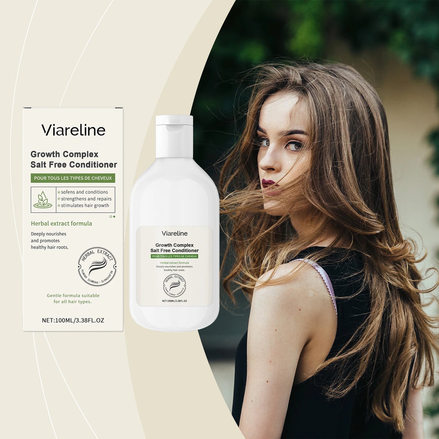 Viareline Herbal Hair Care Shampoo Conditioner Series Improve Frizz Dryness Nourish Scalp Massage Oil Control Herbal Hair Care