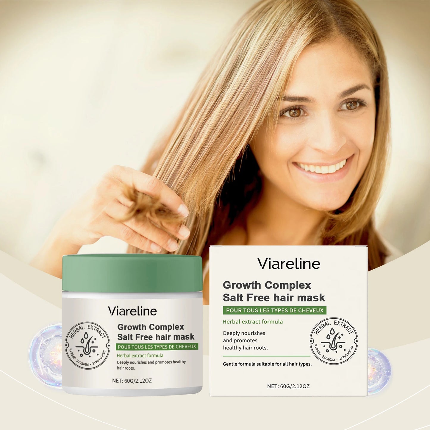 Viareline Herbal Hair Care Shampoo Conditioner Series Improve Frizz Dryness Nourish Scalp Massage Oil Control Herbal Hair Care