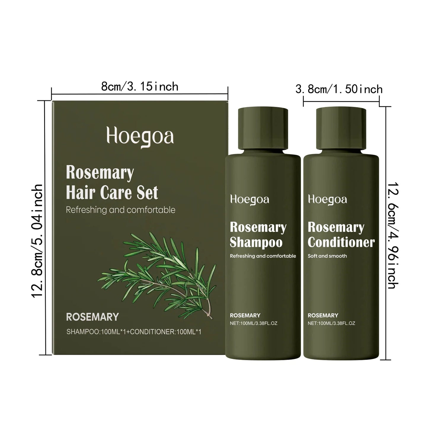 Hoegoa 1set Rosemary Scalp Cleansing Shampoo Conditioner Set Anti Dandruff Frizz Oil Control Nourishing Refreshing Hair Care Set