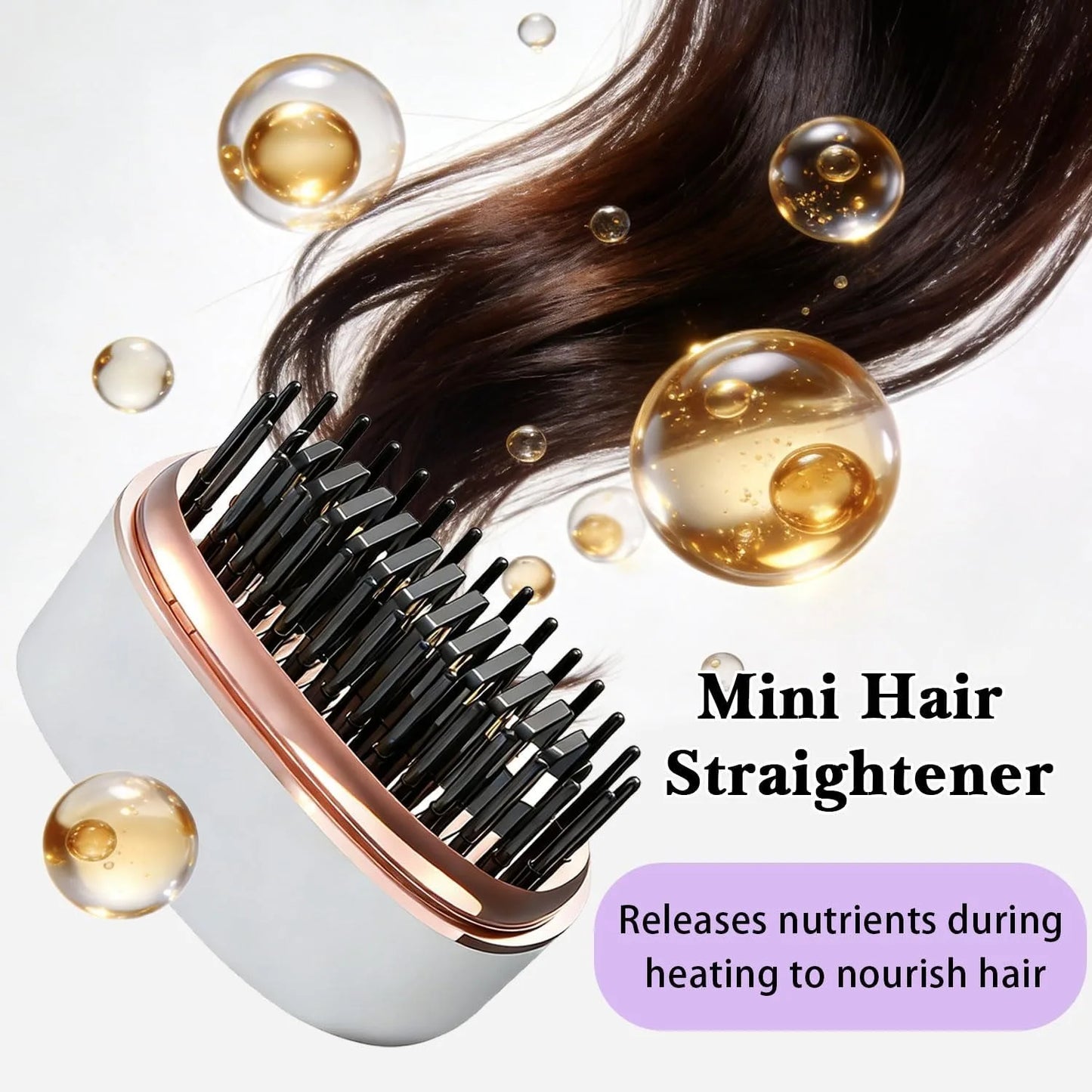 Mini Cordless Hair Straightener Brush Rechargeable Portable Hot Comb Rapid Heat 3 Temp Control Travel Styling Tools USB Charging