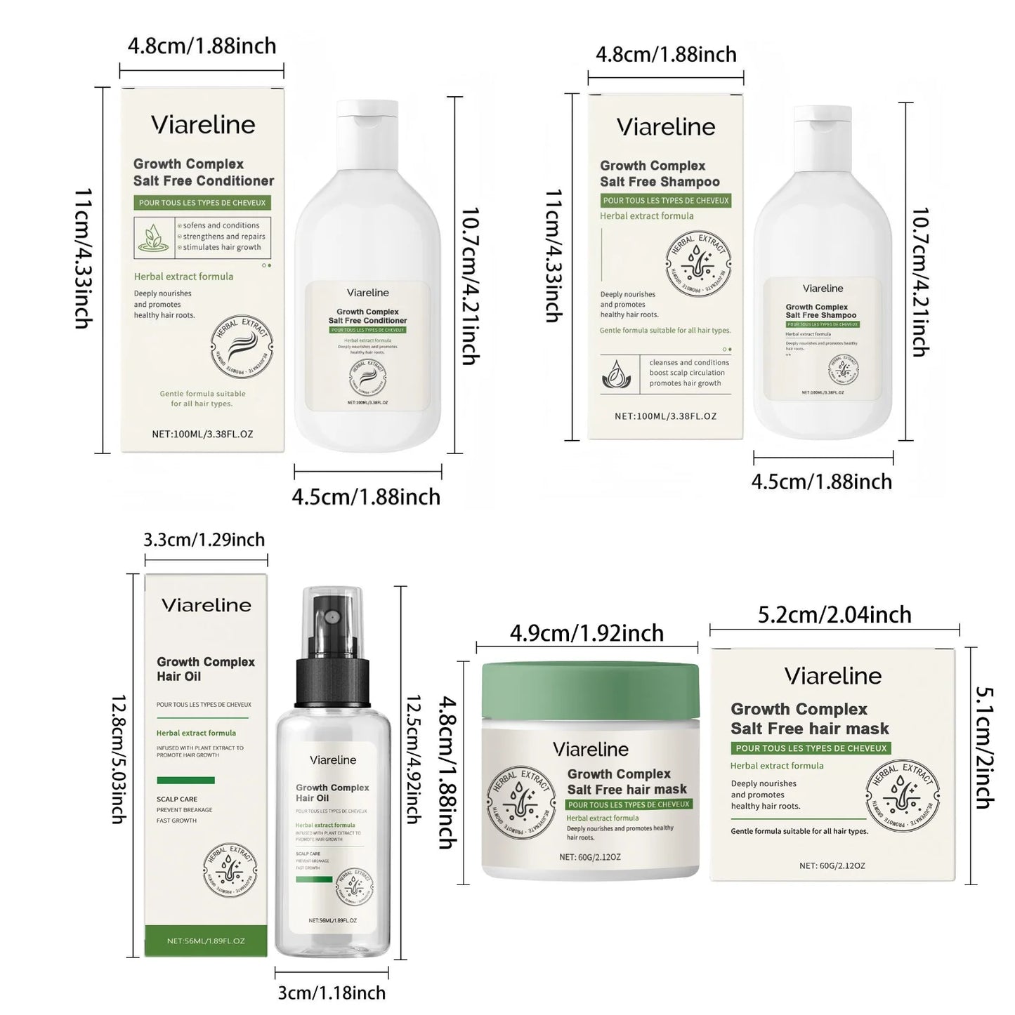 Viareline Herbal Hair Care Shampoo Conditioner Series Improve Frizz Dryness Nourish Scalp Massage Oil Control Herbal Hair Care