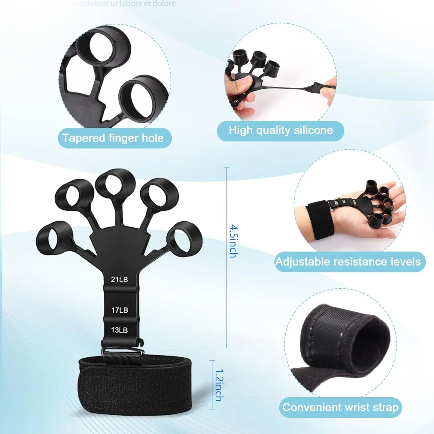 Grip Trainer Kit: Adjustable Hand Gripper,Finger/Hand Exercisers,Stress Ball & Forearm Ring for Muscle Build & Injury Rcvry