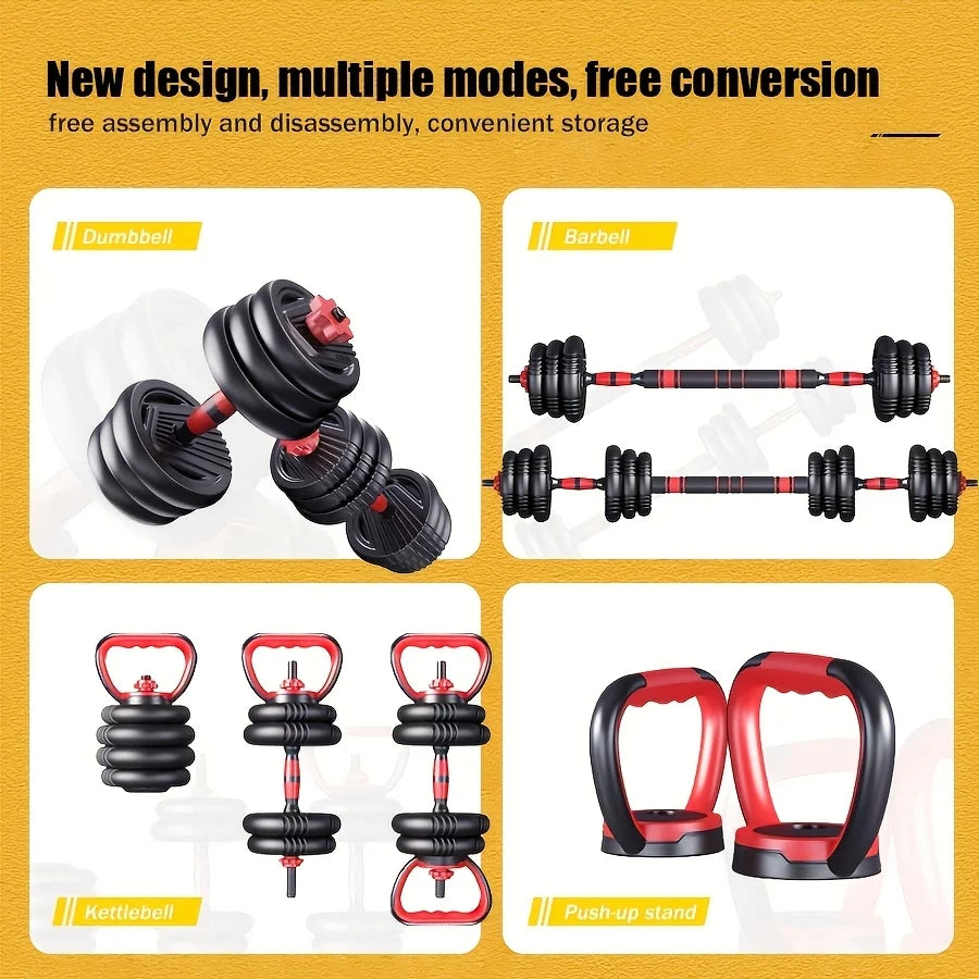 4-in-1 Adjustable Weight Dumbbell Set 22lb– Multi-Function Home Gym Equipment for Men & Women – Convertible Dumbbell, Kettlebell